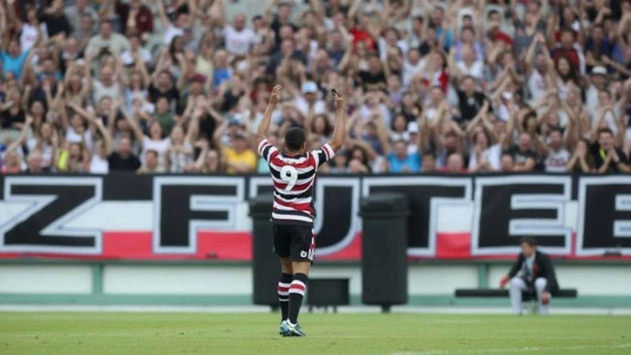 Thiago Galhardo estreia na rede e Santa faz festa com torcida